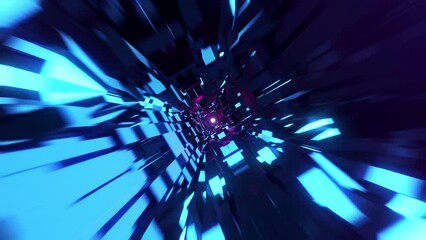 Wall Mural - This is a stock motion graphic that shows super speed flight through a neon blocky tunnel.