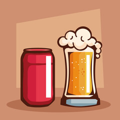 Sticker - beer glass with can