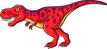 Cartoon Angry Red Dinosaur Roaring
