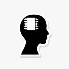 Canvas Print - Chip inside Human Head icon sticker sign for mobile concept and web design