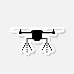 Sticker - Agricultural spraying drone sticker icon sign for mobile concept and web design