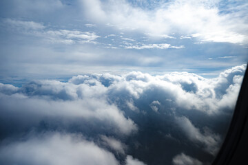 Wall Mural - view through window of aircraft during flight