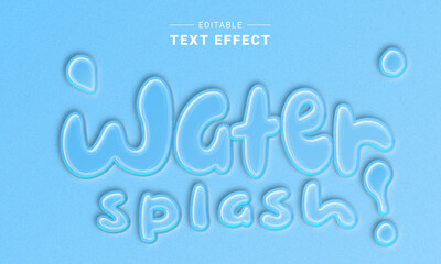 Wall Mural - Editable 3D Water Splash Text Effect. Vector Graphic Style