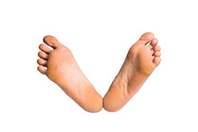 Foot Or Pair Of Bare Feet On Isolated Background