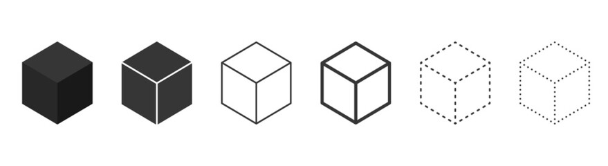set of cube isolated icons. set of 3d cube symbols on white background for web and app design. vecto