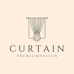 curtain creative line art logo vector symbol illustration design