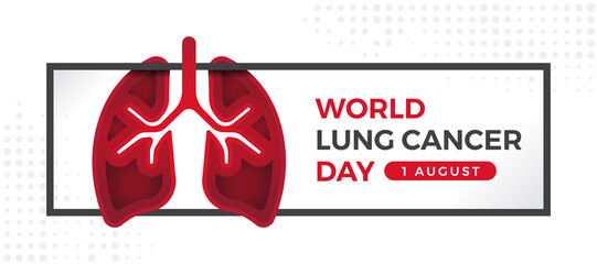 World lung cancer day - text and abstract red lung sign in black frame on dots texture background vector design