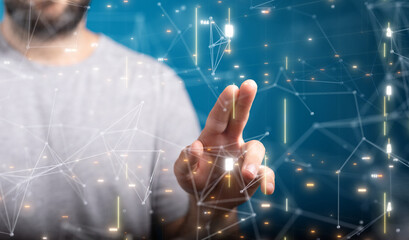Wall Mural - concept of internet network. double exposure