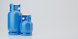 Two blue gas bottles and empty, blank space - 3D illustration
