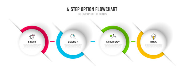 Poster - Timeline infographic design with 4 options or steps. Infographics for business concept. Can be used for presentations workflow layout, banner, process, diagram, flow chart, info graph, annual report.