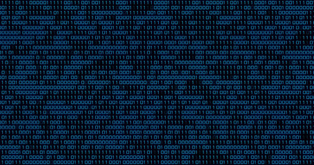 image of blue binary code changing on black background