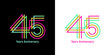 Elegant 45th anniversary logo template made from bright ribbons. Option on a dark and light background. Text in a vector file is easy to edit
