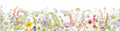 Leinwandbild Motiv Wild flowers watercolor frame botanical hand drawn illustration