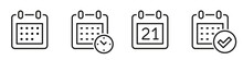 Calendar Icons Set. Meeting Deadlines Symbol. Calendar Line Icon Collection. Time Management - Stock Vector.