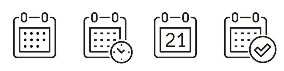 Wall Mural - calendar icons set. meeting deadlines symbol. calendar line icon collection. time management - stock