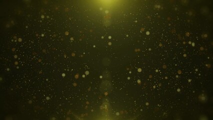 Aufkleber - Gold particle, bokeh flying through 4K seamless loop motion background. Abstract glittering golden dust movement in space footage.