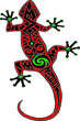 vector de salamandra con diseño étnico en color rojo y verde