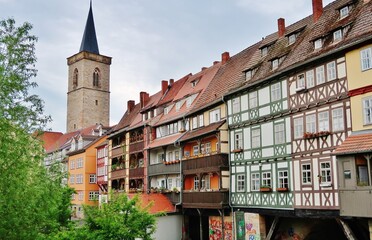 Wall Mural - Erfurt, Fachwerkhäuser auf der Krämerbrücke