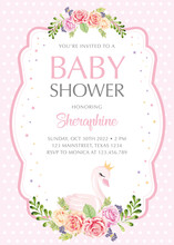Baby Shower Invitation With Pretty Swan