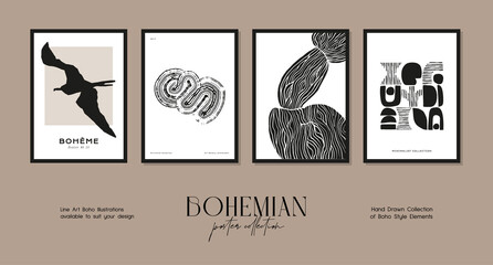 Bohemian minimalistic art print posters for your wall art collection and interior design decoration 