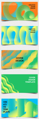 Wall Mural - Neon Creative covers or horizontal posters for corporate identity, branding, social media advertising, promo. Modern layout design template with dynamic neon fluid gradient lines