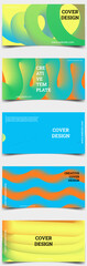 Wall Mural - Neon Creative covers or horizontal posters for corporate identity, branding, social media advertising, promo. Modern layout design template with dynamic neon fluid gradient lines