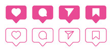 Set Of Generic Social Media User Interface Icons. Like, Comment, Share And Save Icons. Social Media Flat Icon. Vector