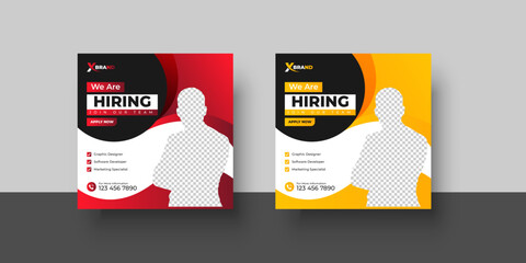 Wall Mural - We are hiring job vacancy social media post or square web banner template design