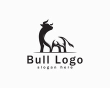 Bull Logo Creative Black Vector Design Strong