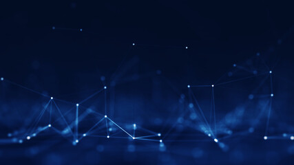 Leinwandbilder - Abstract concepts of cybersecurity technology and digital data protection. Protect internet network connection with polygons, dots and lines with dark blue background. Big data.