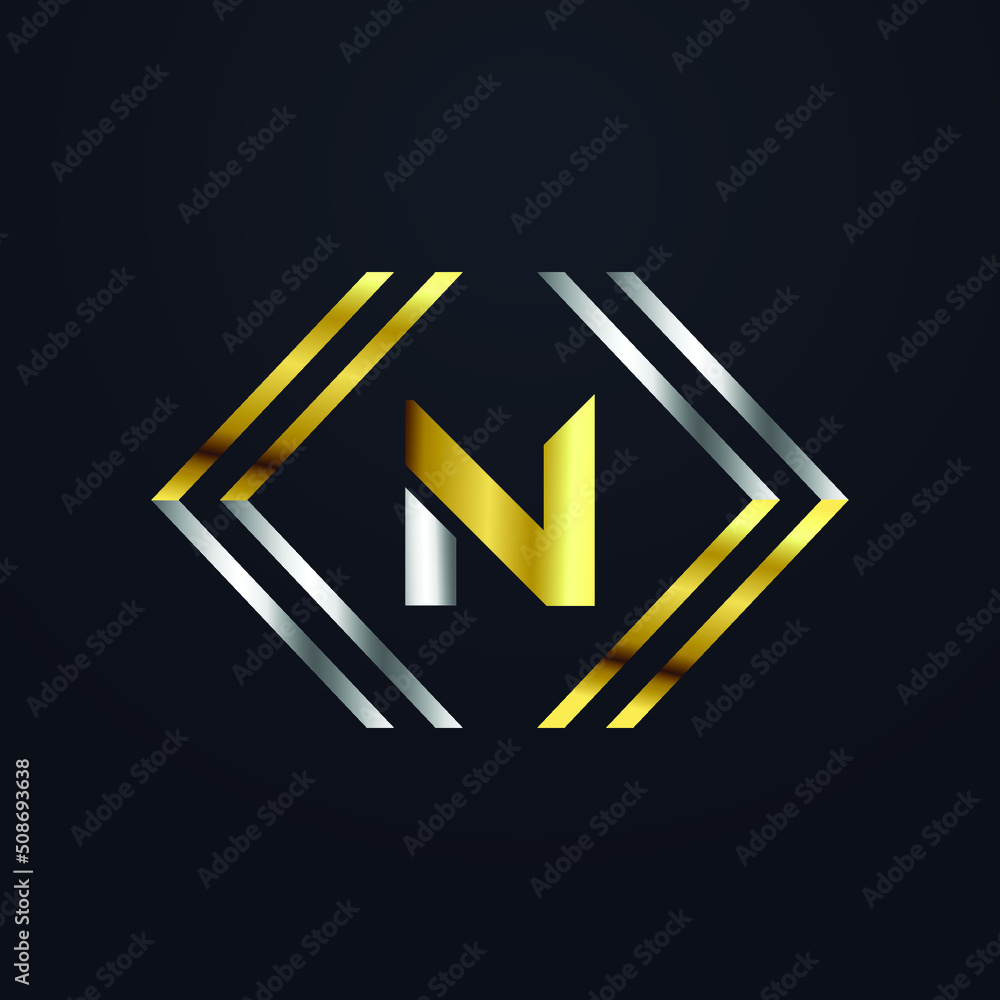 Premium luxury Vector elegant gold and silver font Letter N Template ...