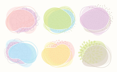 Wall Mural - Set of abstract modern geometric shapes banners. Fluid pastel colors gradient dynamic elements.