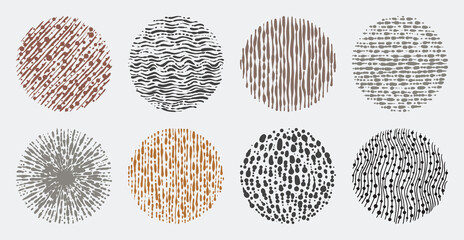 Wall Mural - Set of hand drawn abstract lines and curves patterns. Circle doodle background frame elements.