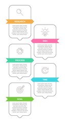 Vertical infographic design with icons and 5 options or steps. Thin line. Infographics business concept. Can be used for info graphics, flow charts, presentations, mobile web sites, printed materials.