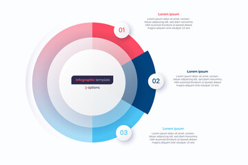 Three option circle infographic design template. Vector illustration