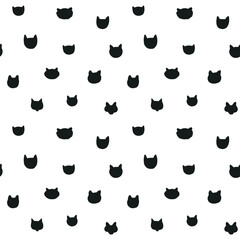 Canvas Print - Cat and dog face silhouette vector seamless pattern