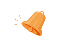Notification Bell Icon. Notification Call Alert Icon And Alarm Icon. The Golden Bell Trembles To Warn Of An Upcoming