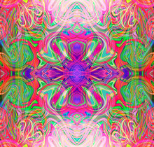 Retro Psychedelic Symmetrical Design, Reminiscent Of Flower Child And Peter Max 60s Styles