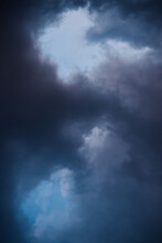 Full Frame Of Stormy Blue Clouds Before A Thunderstorm.