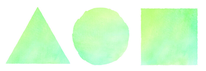 neon green, yellow watercolor geometric shapes, hand drawn textures, backgrounds set. watercolour tr