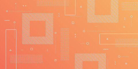 Wall Mural - modern abstract background with retro memphis elements and orange peach color