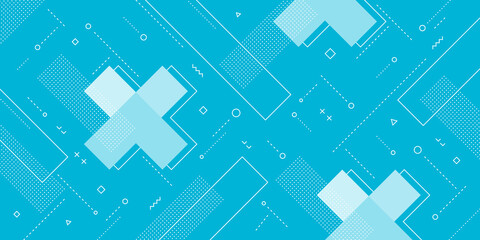 Wall Mural - modern abstract background with retro memphis elements and light blue gradient color