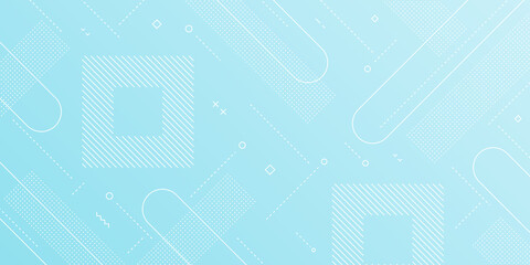 Wall Mural - modern abstract background with retro memphis elements and light blue gradient color