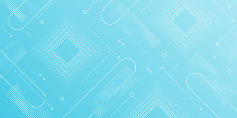 Wall Mural - modern abstract background with retro memphis elements and light blue gradient color
