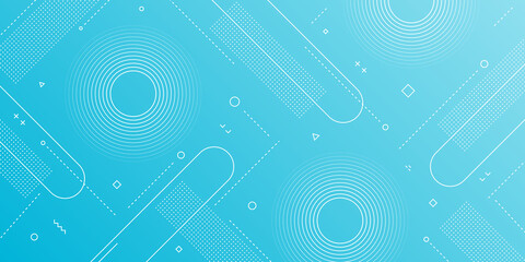 Sticker - Modern Abstract Background with Retro Memphis Elements and Light Blue Gradient Color