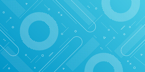 Wall Mural - modern abstract background with retro memphis elements and light blue gradient color