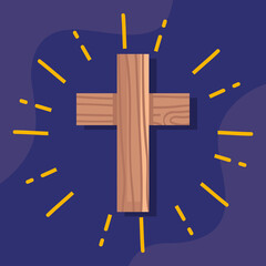 Sticker - religious wooden cross