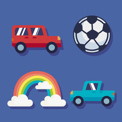 Poster - four kids toys icons