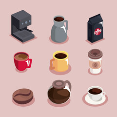 Poster - nine coffee drink icons