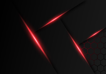 Abstract Dark Grey Metallic Overlap Red Light Hexagon Design Modern Luxury Futuristic Technology Background